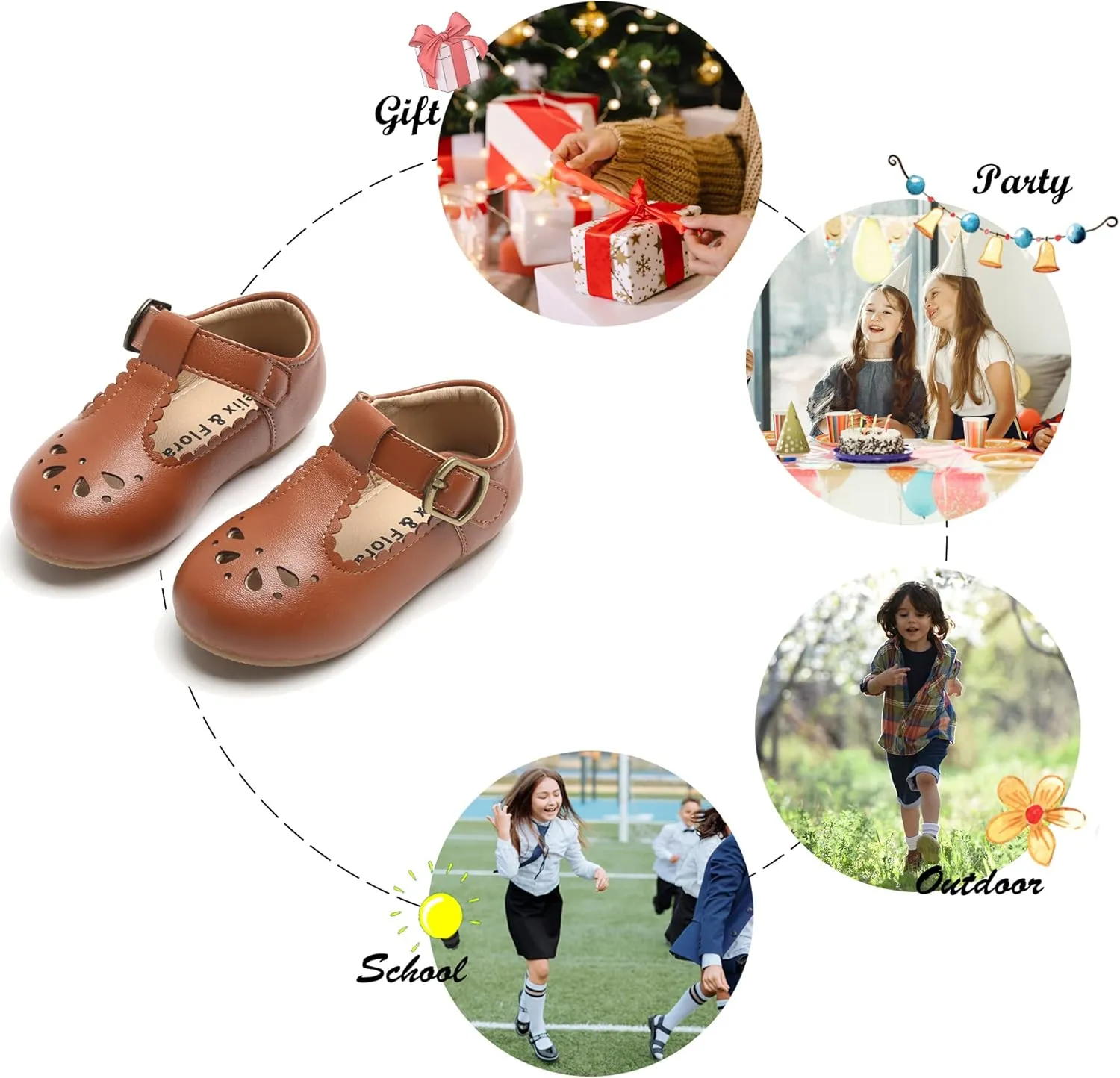 Felix & Flora Toddler Little Girl Flat Oxfords Dress Shoes - Mary Jane Princess for Girl Party School Shoes.