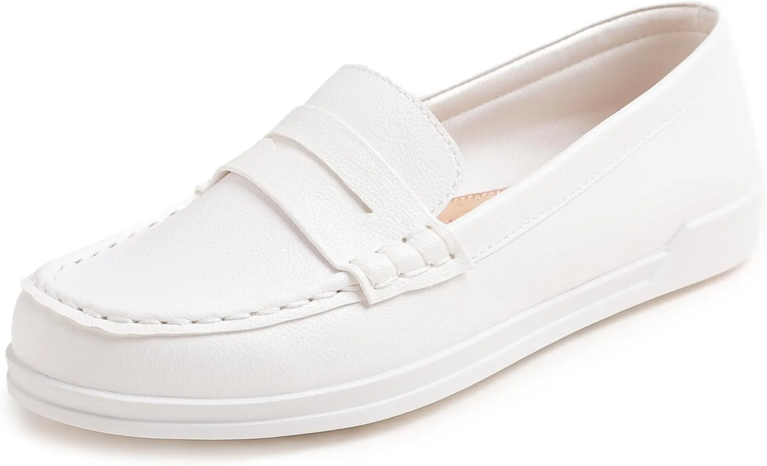 FEVERSOLE Comfort Women's Leather Daily Loafer Driving Flats Flexible Walking Boat Shoes