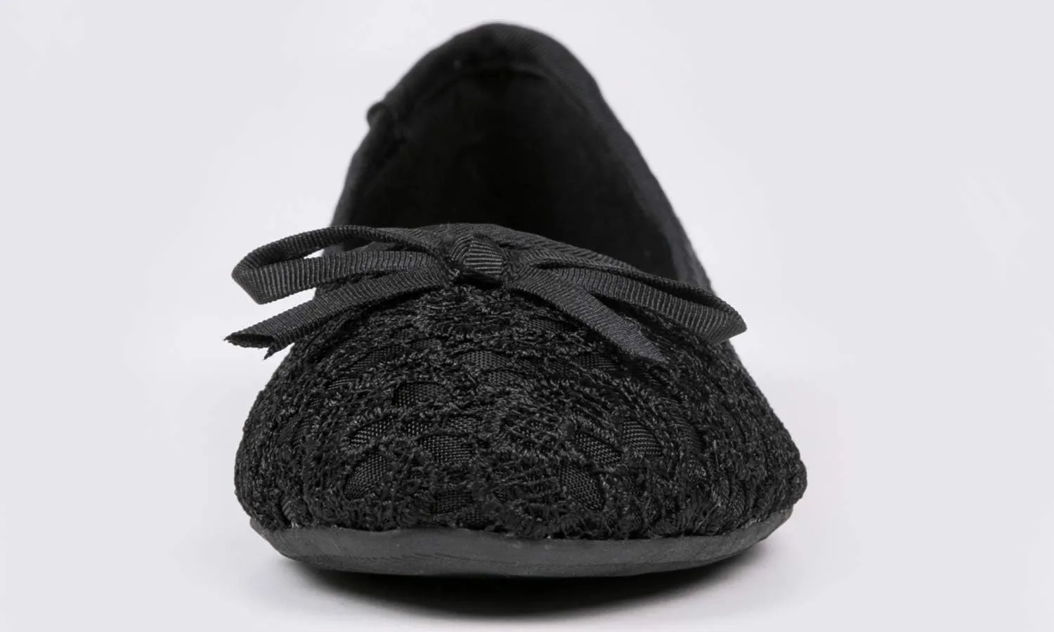 FEVERSOLE Round Toe Lace Ballet Crochet Flats Women's Comfy Breathable Shoes