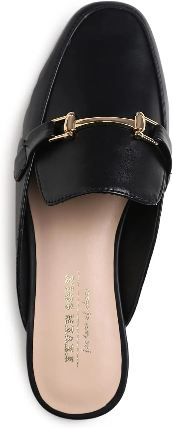 FEVERSOLE Women's Fashion Deco Mules Slip On Backless Slide Flats