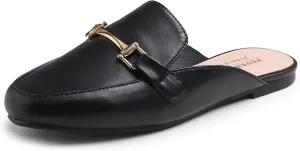 FEVERSOLE Women's Fashion Deco Mules Slip On Backless Slide Flats