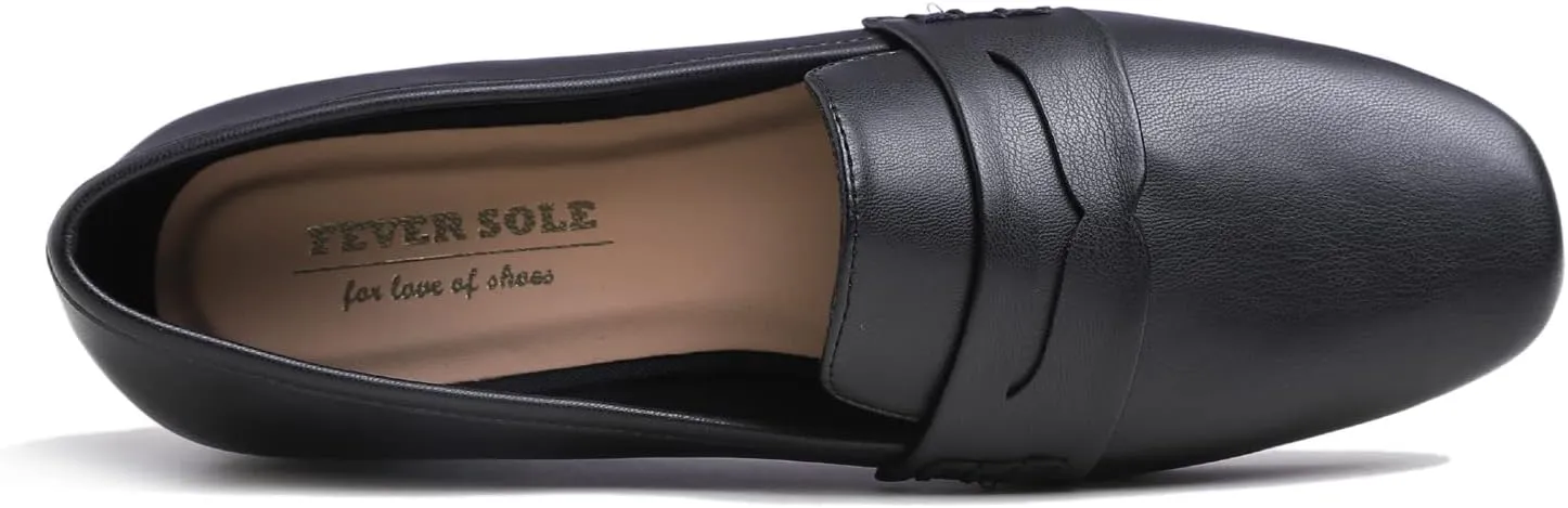 FEVERSOLE Women's Fashion Dress Comfort Low Heel Office Penny Loafer Flats