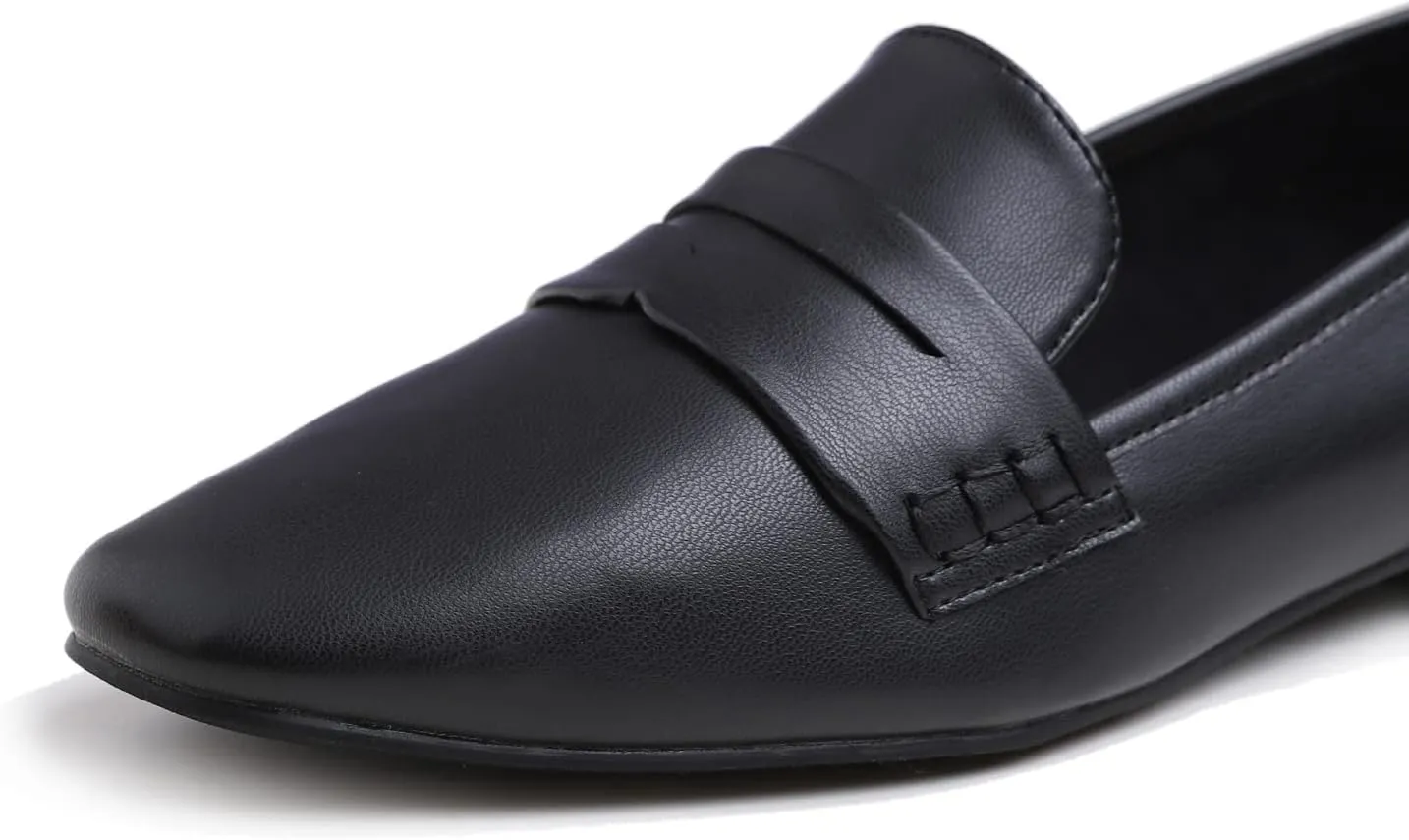 FEVERSOLE Women's Fashion Dress Comfort Low Heel Office Penny Loafer Flats