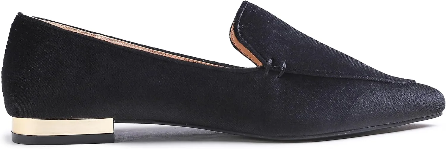 FEVERSOLE Women's Loafer Flat Pointed Deco Low Heel Fashion Slip On Dress Driving Office Shoes