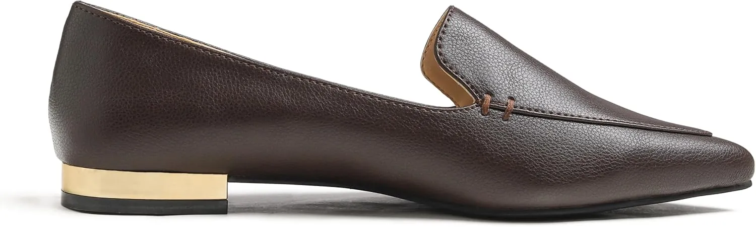 FEVERSOLE Women's Loafer Flat Pointed Deco Low Heel Fashion Slip On Dress Driving Office Shoes