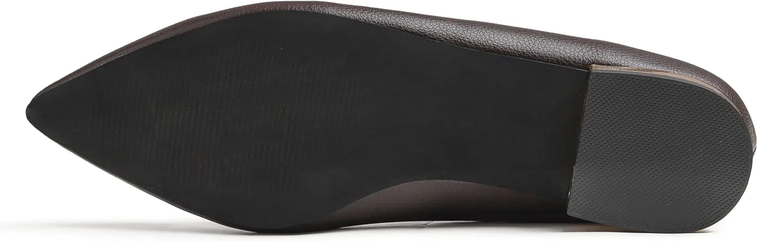 FEVERSOLE Women's Loafer Flat Pointed Deco Low Heel Fashion Slip On Dress Driving Office Shoes