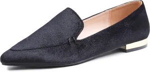 FEVERSOLE Women's Loafer Flat Pointed Deco Low Heel Fashion Slip On Dress Driving Office Shoes