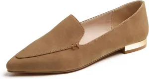FEVERSOLE Women's Loafer Flat Pointed Deco Low Heel Fashion Slip On Dress Driving Office Shoes