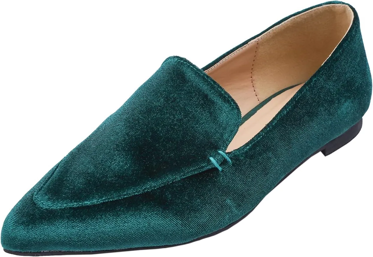 FEVERSOLE Women's Loafer Flat Pointed Fashion Slip On Comfort Driving Office Shoes