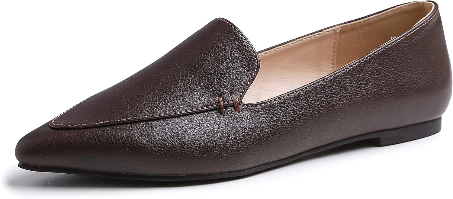 FEVERSOLE Women's Loafer Flat Pointed Fashion Slip On Comfort Driving Office Shoes