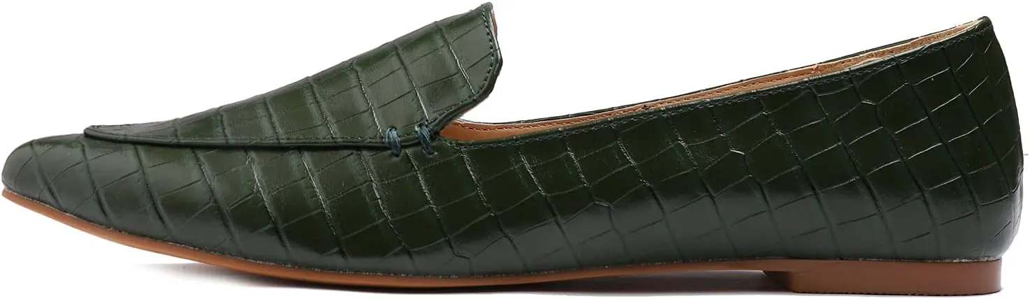 FEVERSOLE Women's Loafer Flat Pointed Fashion Slip On Comfort Driving Office Shoes