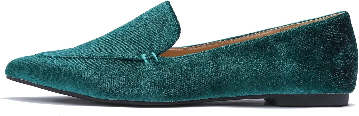 FEVERSOLE Women's Loafer Flat Pointed Fashion Slip On Comfort Driving Office Shoes