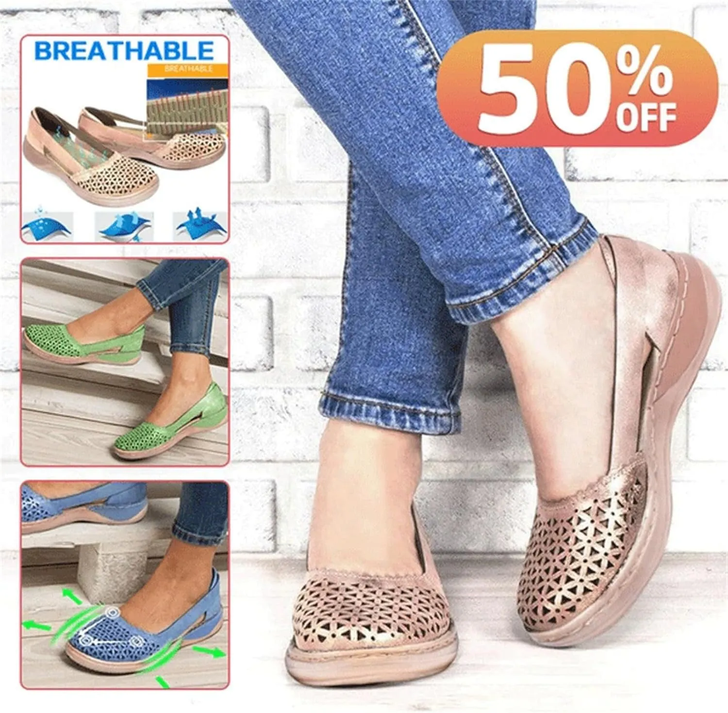 FFMA Sandals for Women Flats Orthopedic Sandals Closed Toe Flat Sandals Strappy Hollow Flat Sandals Summer Comfy Outdoor Walking Beach Sandals