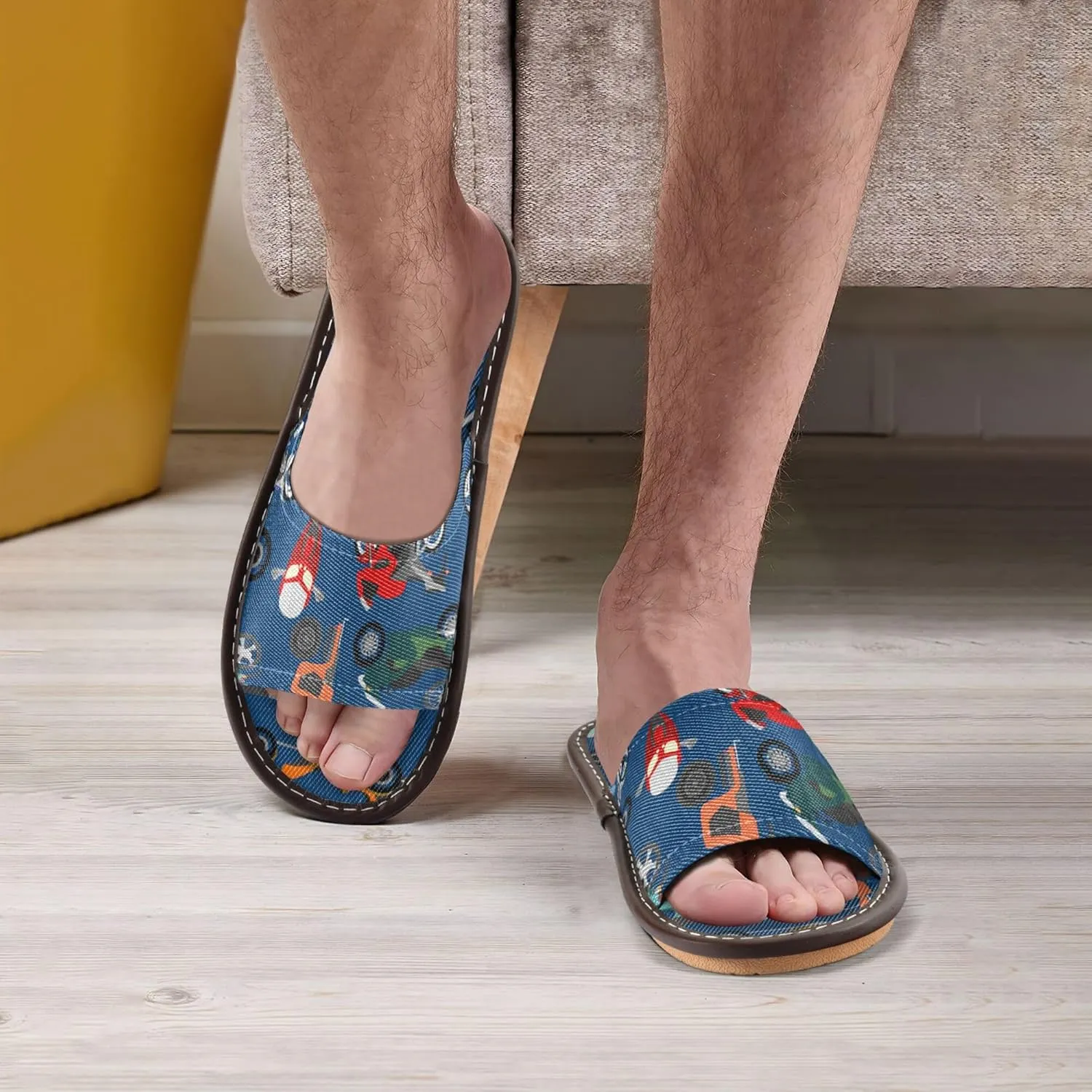 Fisyme Slippers for Women Men Slip-On Open Toe Indoor Outdoor House Shoes Home Slipper