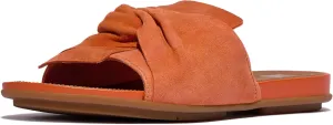 FitFlop Women's Gracie Soft-Twist Suede Slides Wedge Sandal, Satsuma, 5