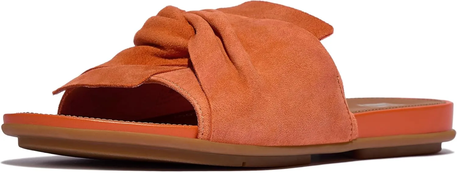 FitFlop Women's Gracie Soft-Twist Suede Slides Wedge Sandal, Satsuma, 5
