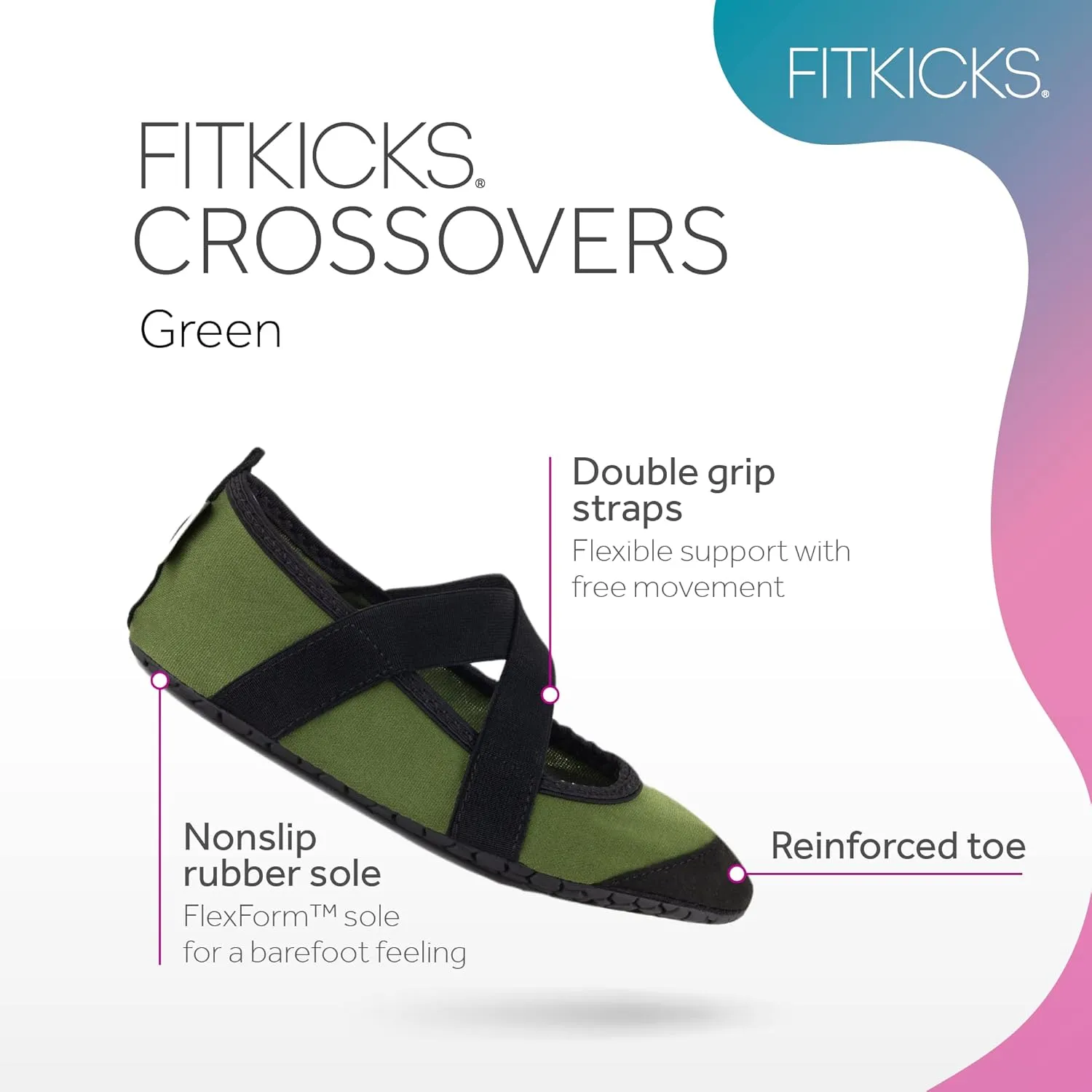 FITKICKS Crossovers Electric Jungle Collection Active Lifestyle Footwear Double Grip Straps Reinforced Toe Flexible Range of Motion Comfort Fit