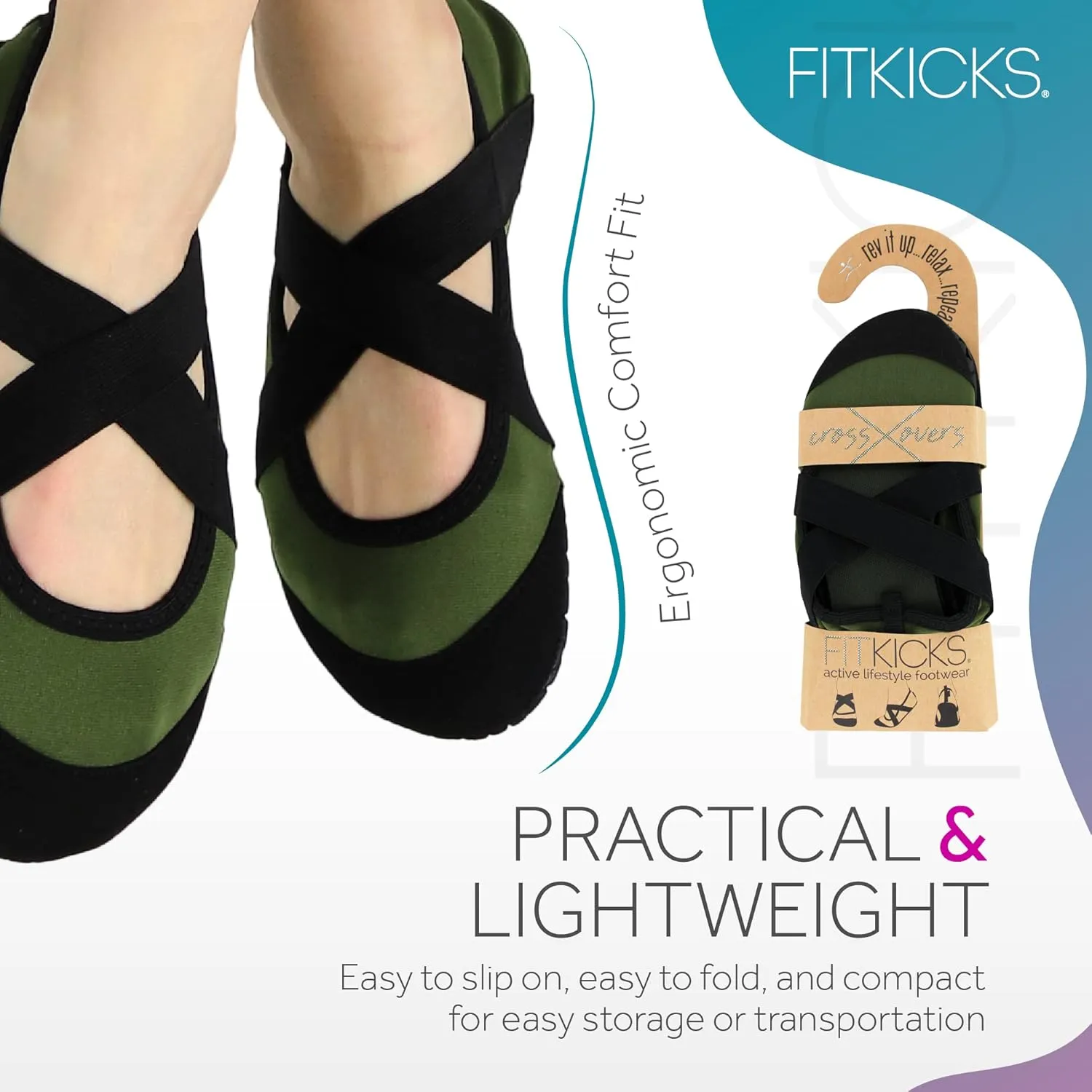 FITKICKS Crossovers Electric Jungle Collection Active Lifestyle Footwear Double Grip Straps Reinforced Toe Flexible Range of Motion Comfort Fit