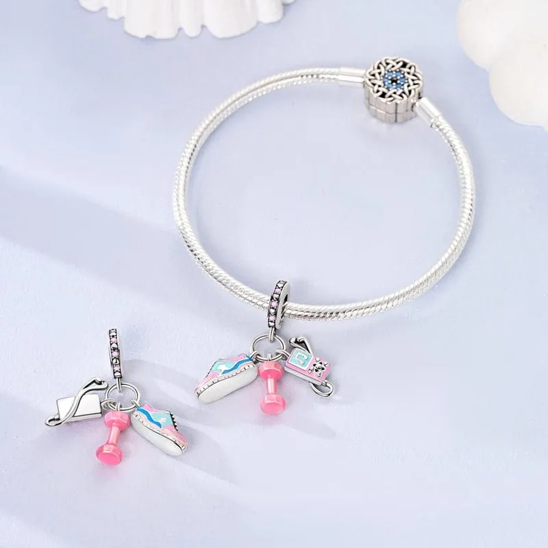 Fitness Triple Dangle Charm - Sneaker, Dumbbell & Earphones