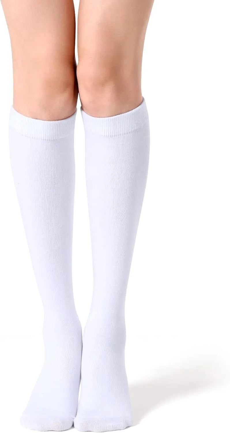 FITRELL Women's Knee High Socks Outdoor Sport Athletic Socks Casual Stripe Tube Socks 1-4 Pack