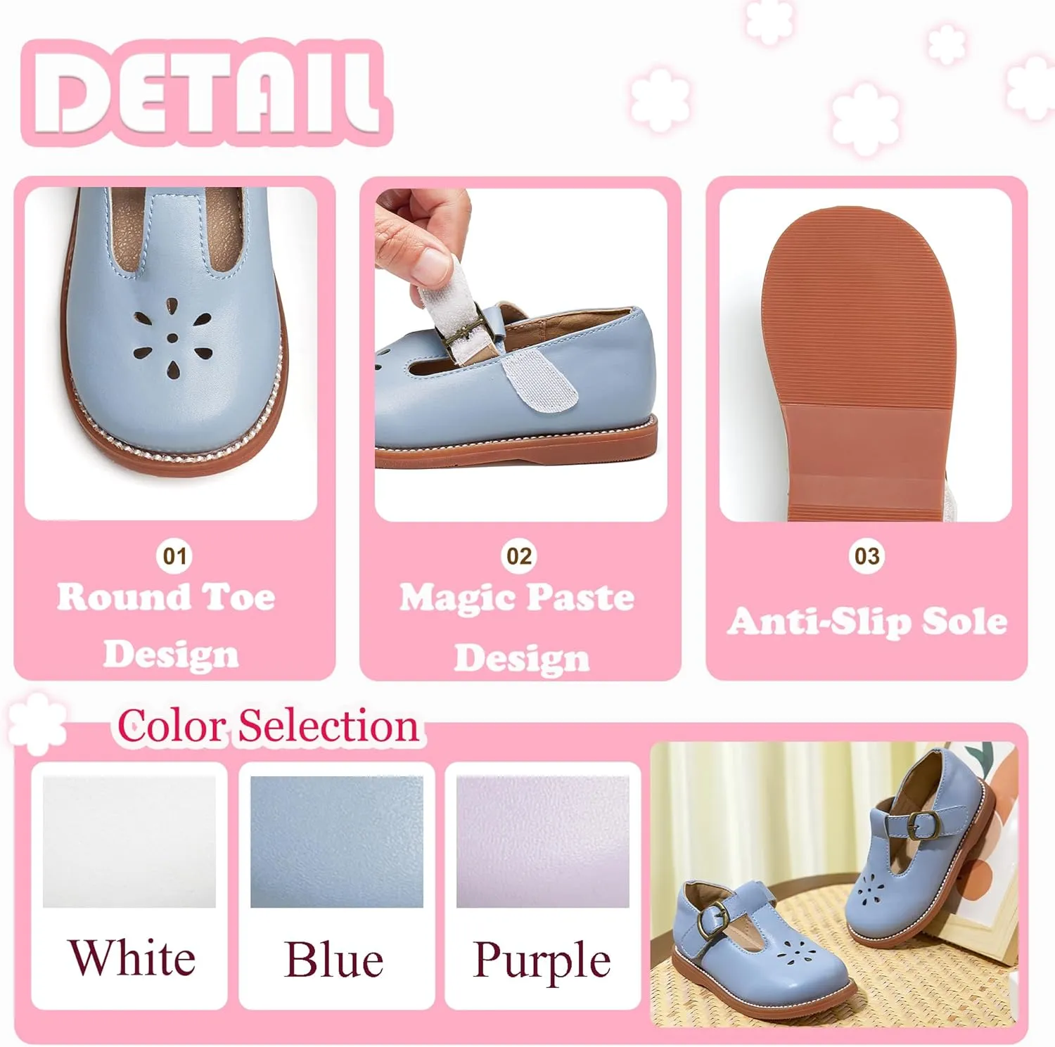 Flaryzone Toddler Little Girl Mary Jane School Uniform Oxfords Flat Dress Shoes