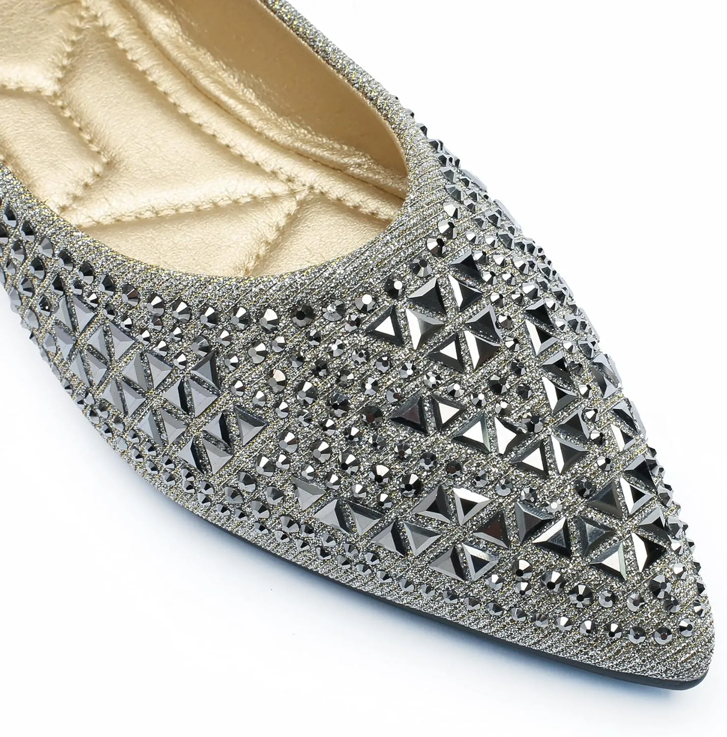 Flats Shoes Women Rhinestone Pointed Head Flats Comfortable Soft Memory Foam Insole Flat Shoes