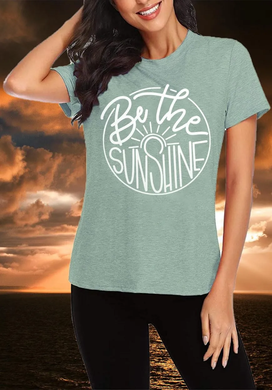 Floral Shirts for Women Boho Wildflower Graphic Workout T Shirts Summer Short Sleeve Nature Tee Tops