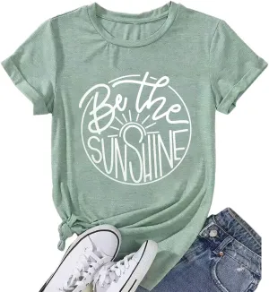 Floral Shirts for Women Boho Wildflower Graphic Workout T Shirts Summer Short Sleeve Nature Tee Tops