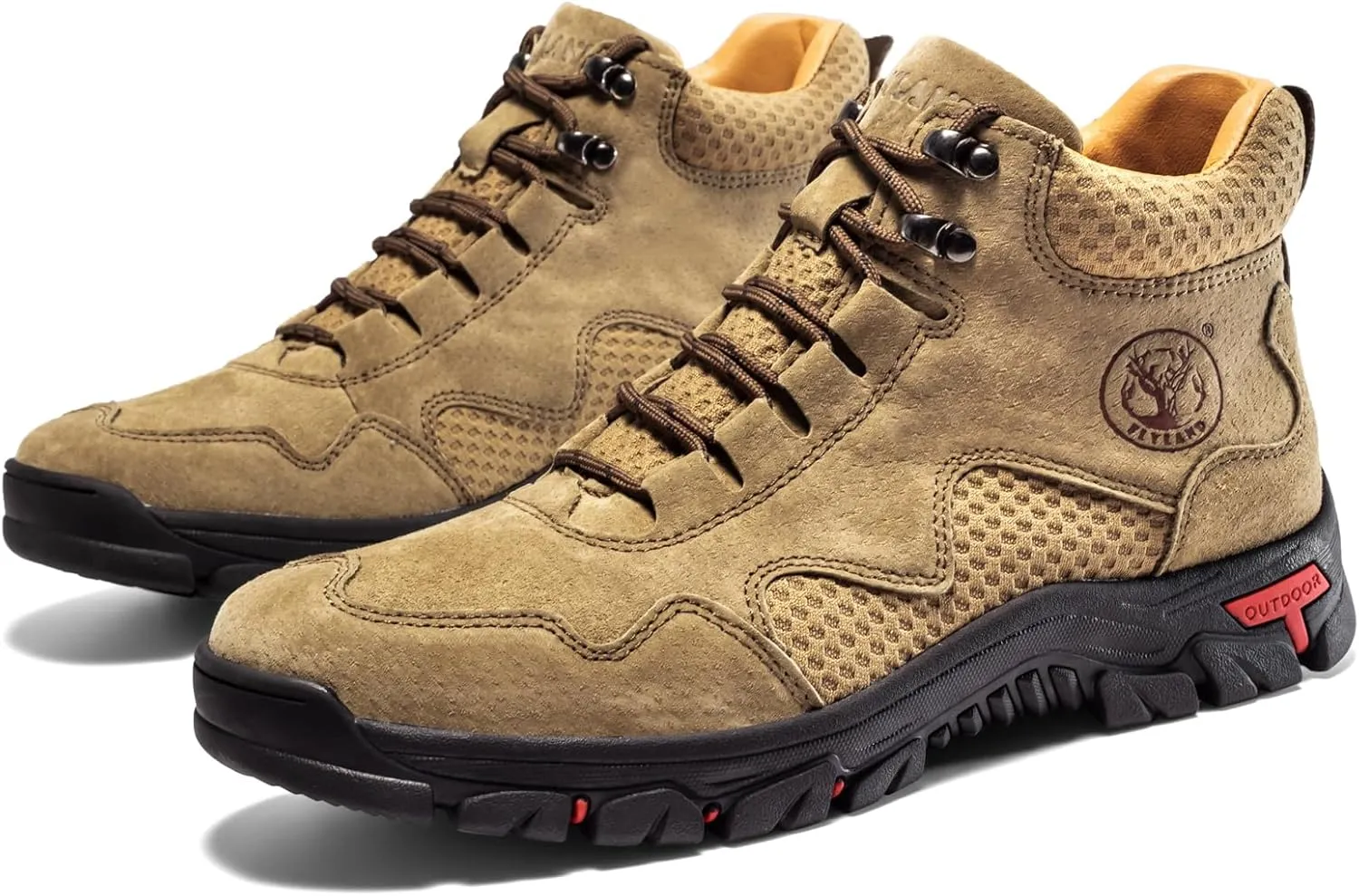 FLYLAND Men's Chukka Boots Casual Leather Shoes Ankle Shoes Non Slip Breathable Comfortable Mid Top for Driving Walking Outdoor