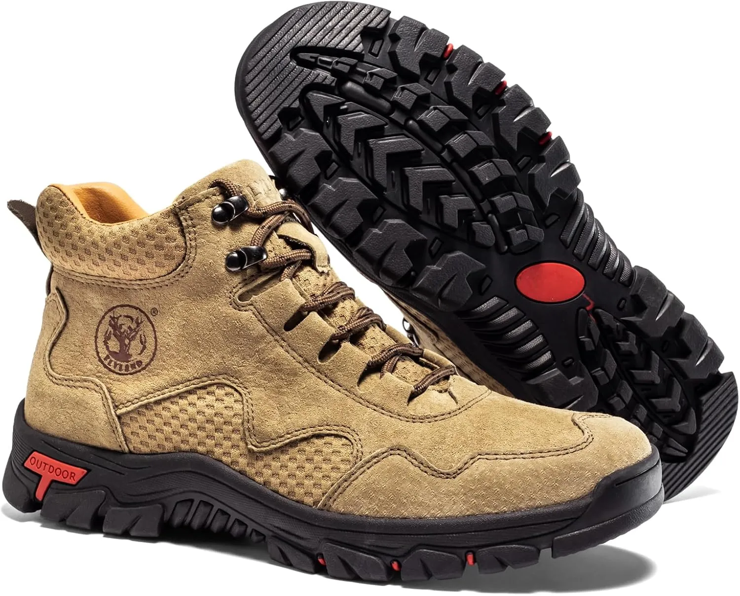 FLYLAND Men's Chukka Boots Casual Leather Shoes Ankle Shoes Non Slip Breathable Comfortable Mid Top for Driving Walking Outdoor