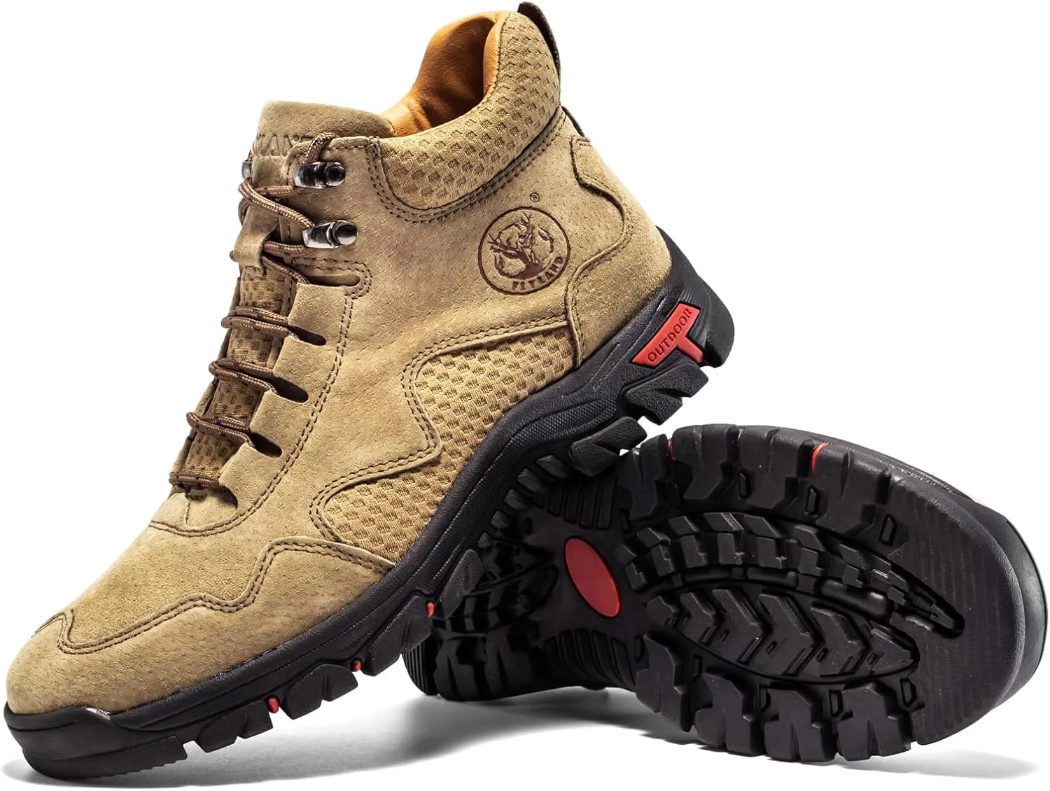 FLYLAND Men's Chukka Boots Casual Leather Shoes Ankle Shoes Non Slip Breathable Comfortable Mid Top for Driving Walking Outdoor
