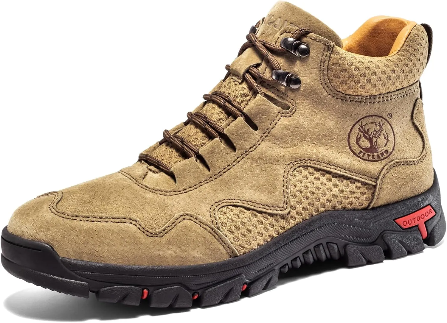 FLYLAND Men's Chukka Boots Casual Leather Shoes Ankle Shoes Non Slip Breathable Comfortable Mid Top for Driving Walking Outdoor