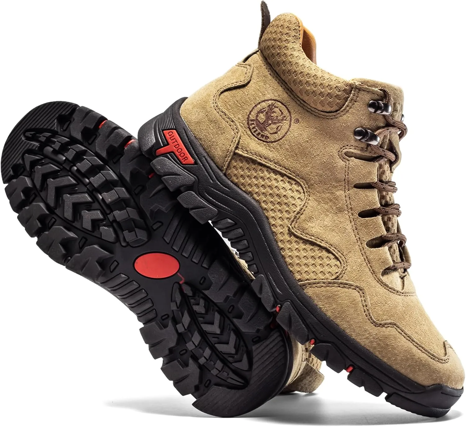 FLYLAND Men's Chukka Boots Casual Leather Shoes Ankle Shoes Non Slip Breathable Comfortable Mid Top for Driving Walking Outdoor