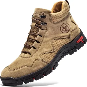 FLYLAND Men's Chukka Boots Casual Leather Shoes Ankle Shoes Non Slip Breathable Comfortable Mid Top for Driving Walking Outdoor