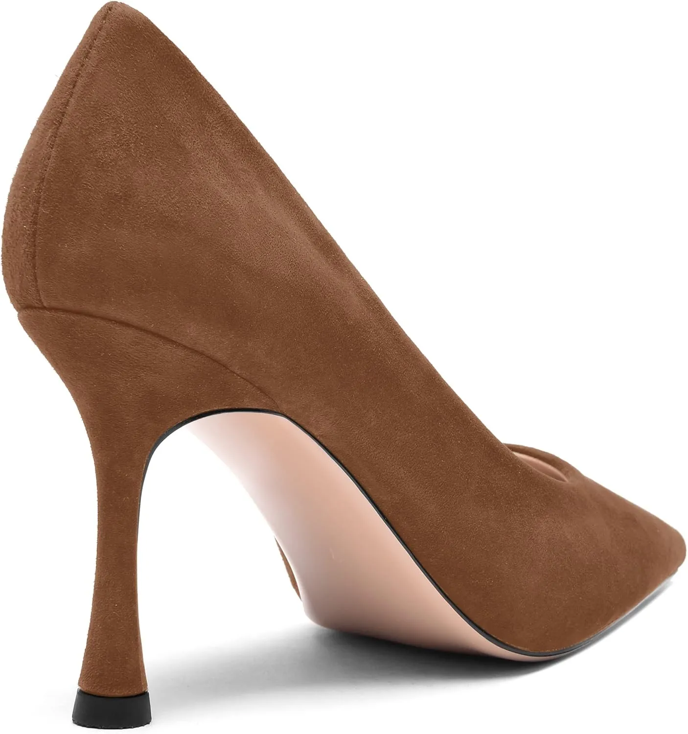 FOGEENA Womens Party Slip On Solid Pointed Toe Suede Fashion Stiletto High Heel Pumps Shoes 3.14 Inch