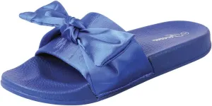 Forever Link Womens Open Toe Bow Knot Mules Slipper Low Flat Platform Slide Sandals