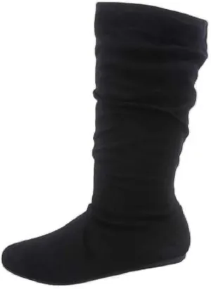 Forever Womens Round Toe Slouch Vegan Comfy Flat Mid Calf Tall Boots