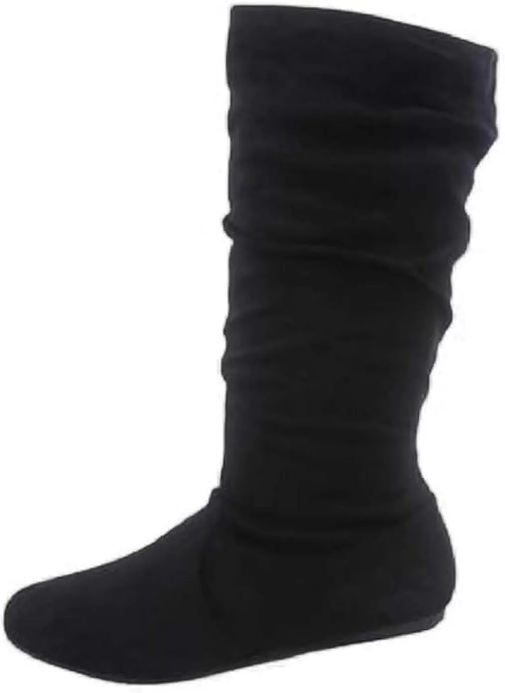 Forever Womens Round Toe Slouch Vegan Comfy Flat Mid Calf Tall Boots