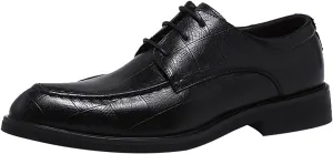 Formal Shoes for Men Lace Up Brogue Embossed Derby Shoes Vegan Leather Slip Resistant Block Heel Anti-Slip Low Top Non Slip Classic (Color : Black, Size : 8.5)