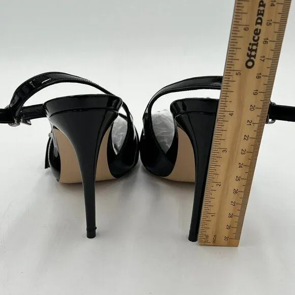 FOWT Black Rivet Studded Pointed Toe Pumps Sexy High Heel Slingback Shoes