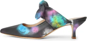 FOWT Pointed Toe Slip On Mules with Bow, Low Kitten Heel Backless Burnished Dress Sandals for Women Slipper Loafer Vintage Classics Comfy 4-16 M US