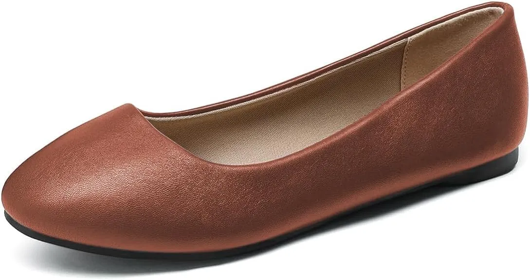 FOWT Women Round Toe Ballet Flats Slip on Comfy Pumps Casual Walking Work Daily Shoes Size 4-16 US