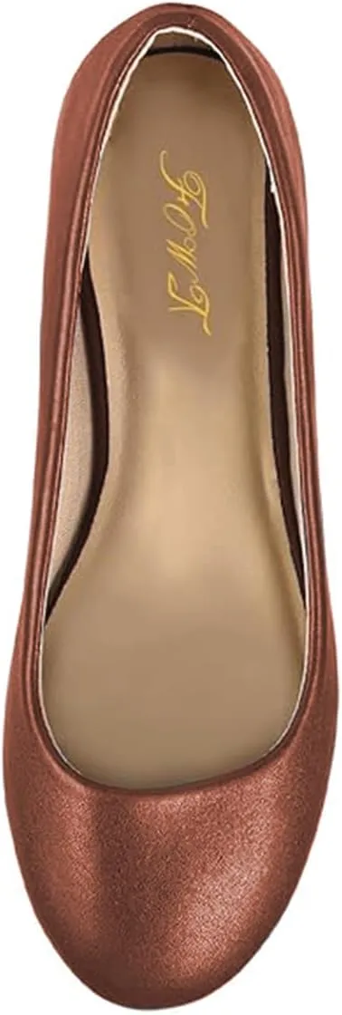 FOWT Women Round Toe Ballet Flats Slip on Comfy Pumps Casual Walking Work Daily Shoes Size 4-16 US