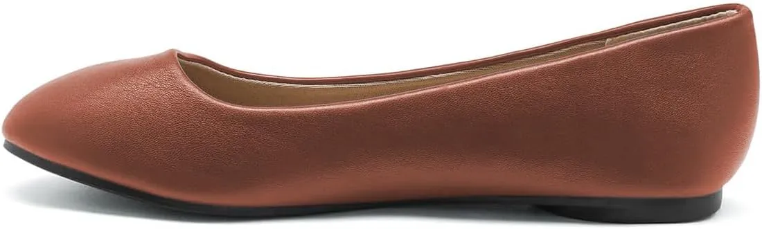 FOWT Women Round Toe Ballet Flats Slip on Comfy Pumps Casual Walking Work Daily Shoes Size 4-16 US