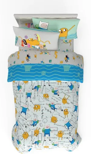 Franco Adventure Time Finn & Jake 5 Piece Super Soft Cozy Reversible Comforter and Sheet Set with Sham, Twin, (Officially Licensed Product)