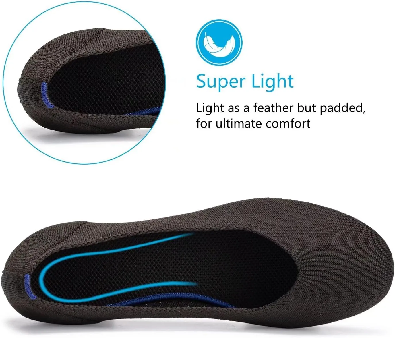 Frank Mully Women’s Ballet Flat Shoes Knit Dress Shoes Round Toe Slip On Ballerina Walking Flats Shoes for Woman Low Wedge Comfort Soft