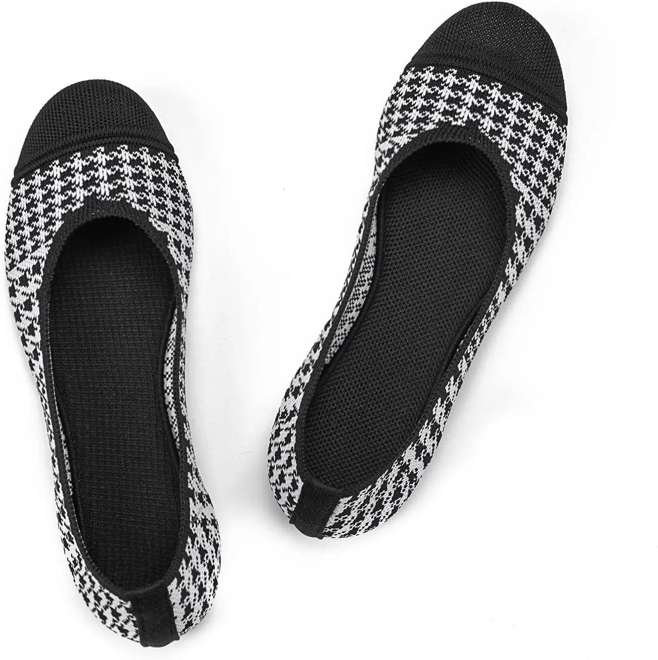 Frank Mully Women’s Ballet Flat Shoes Knit Dress Shoes Round Toe Slip On Ballerina Walking Flats Shoes for Woman Low Wedge Comfort Soft