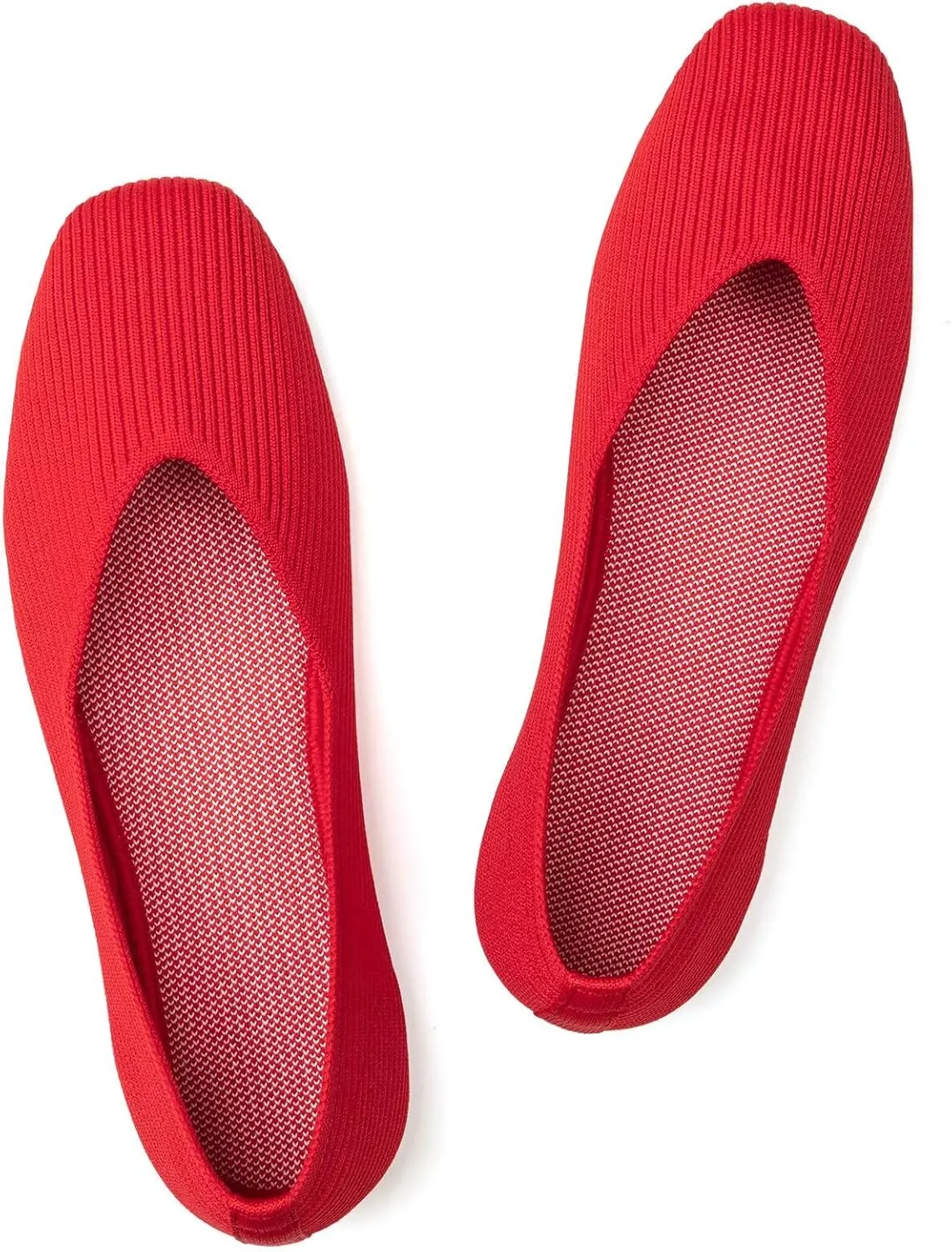 Frank Mully Womens Casual Flat Shoes Square Toe Shoes Knitted Work Flat Comfort Dressy Flat Shoes for Daily Washable