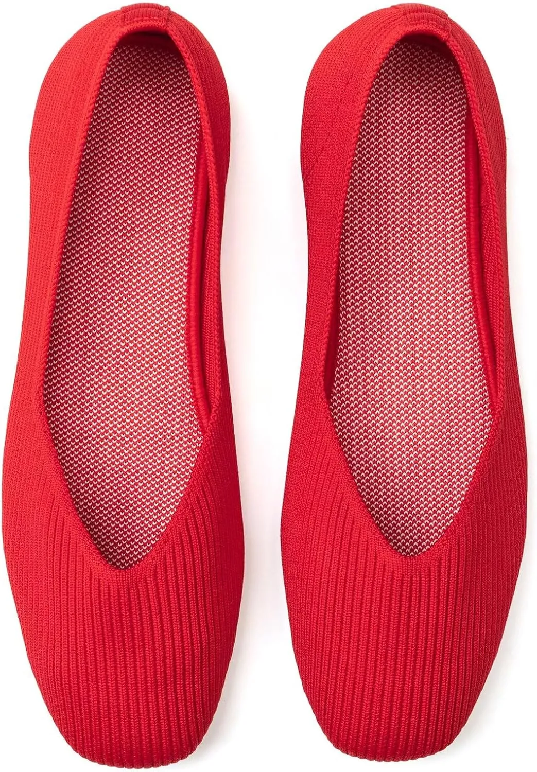 Frank Mully Womens Casual Flat Shoes Square Toe Shoes Knitted Work Flat Comfort Dressy Flat Shoes for Daily Washable
