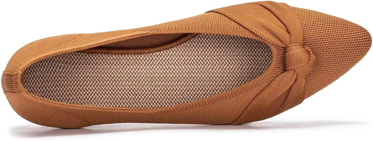 Frank Mully Womens Flat Shoes Classic Pointed Toe Flats Knitted Dress Shoes Soft Flats for Woman Comfortable Dressy